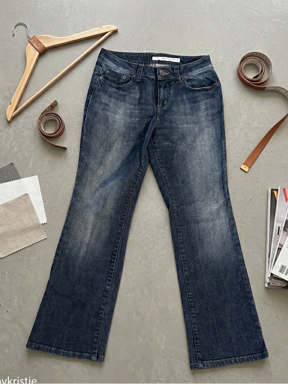 DKNY Jeans Dark Wash Low Rise Bootcut Denim Distressed